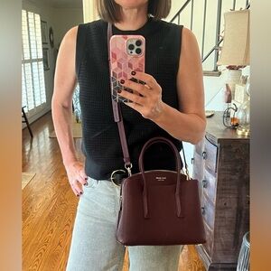 Kate Spade Burgundy Saffiano Leather Crossbody Satchel